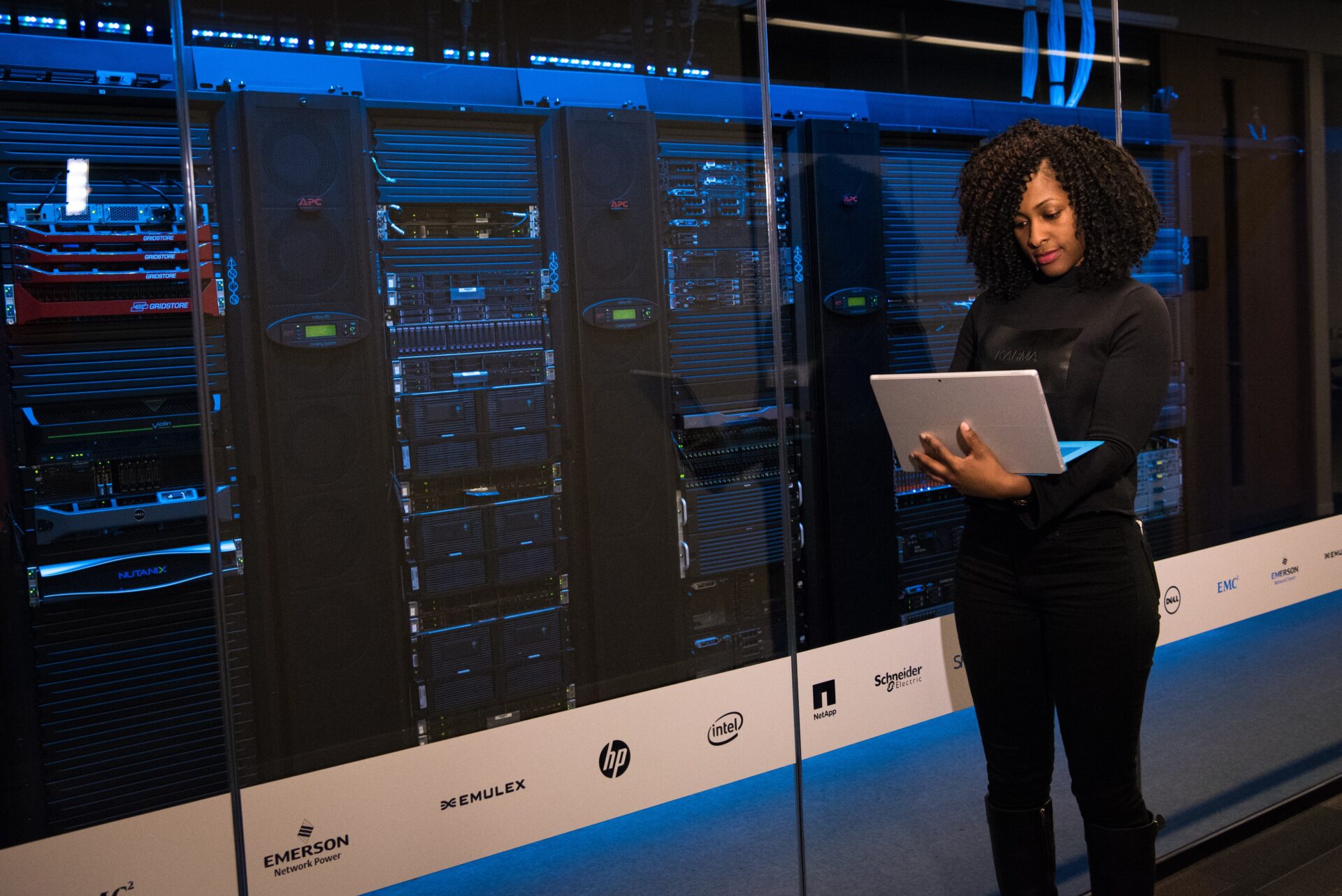 Woman in front of data integration server